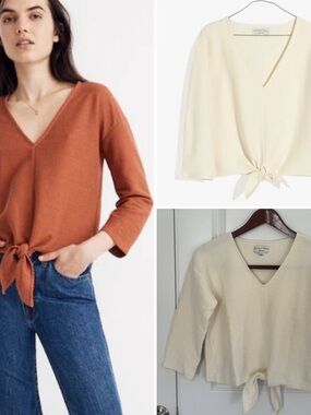 Madewell Texture & Thread Tie Front Top